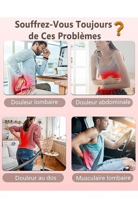 Coussin de Massage Electrique,Kouric Ceinture Massante et Chauffante Regle Portable Masseur Dos/Lombaire/Abdomen de 6 Modes d