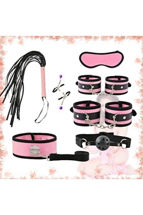 YierM Menottes en Peluche 7 pièces Accessoires dentraînement en Peluche pour lit lâche Rose 