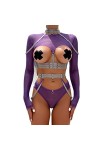 CHOUBAGUAI Ensemble de 4 porte-jarretelles pour costume sexy - Violet gris, L