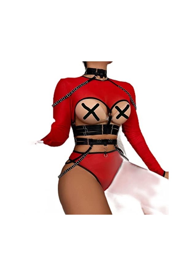 CHOUBAGUAI Ensemble de 4 porte-jarretelles pour costume sexy - Violet gris, L