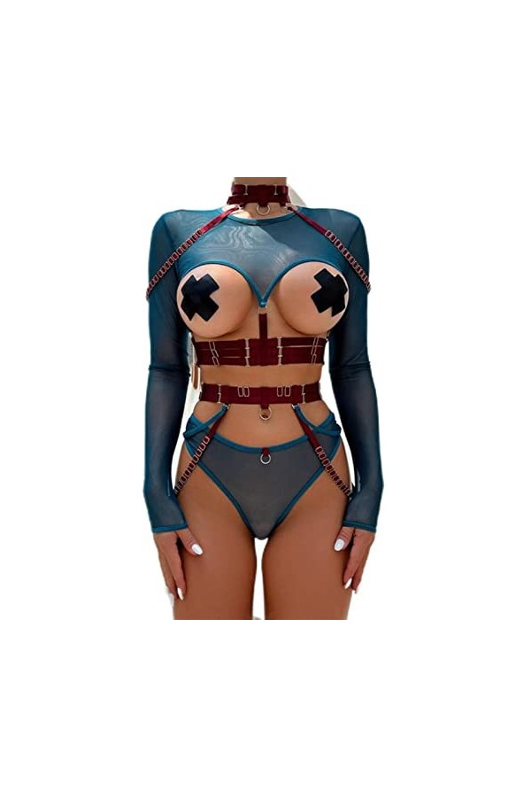 CHOUBAGUAI Ensemble de 4 porte-jarretelles pour costume sexy - Violet gris, L