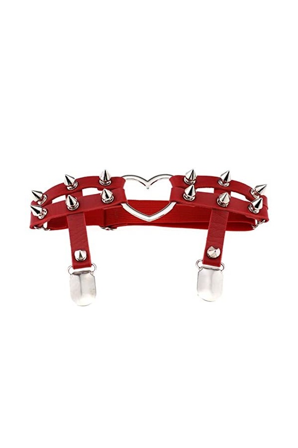 Jarretière Punk Punk Love en Forme de cœur en Cuir Fait à la Main avec Rivets Punk Hip-hop, Anneau de Cheville, Porte-Jarrete