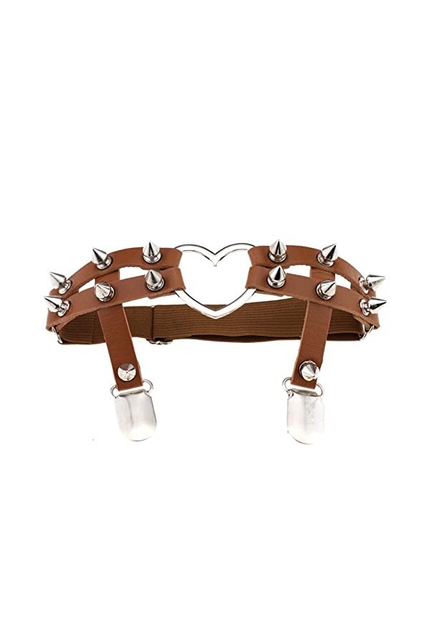 Jarretière Punk Punk Love en Forme de cœur en Cuir Fait à la Main avec Rivets Punk Hip-hop, Anneau de Cheville, Porte-Jarrete