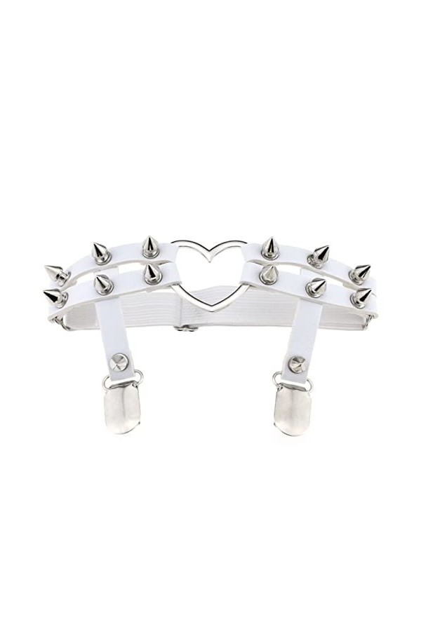 Jarretière Punk Punk Love en Forme de cœur en Cuir Fait à la Main avec Rivets Punk Hip-hop, Anneau de Cheville, Porte-Jarrete