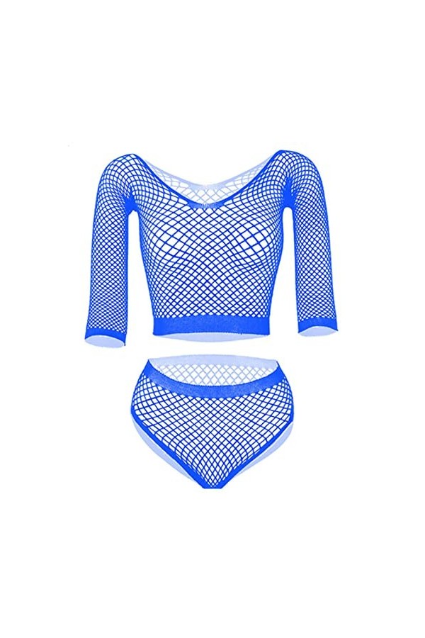 CHOUBAGUAI Ensemble de lingerie fantaisie à manches longues pour femme - Nuisette - Vêtements sexy pour femme - Bikini en rés