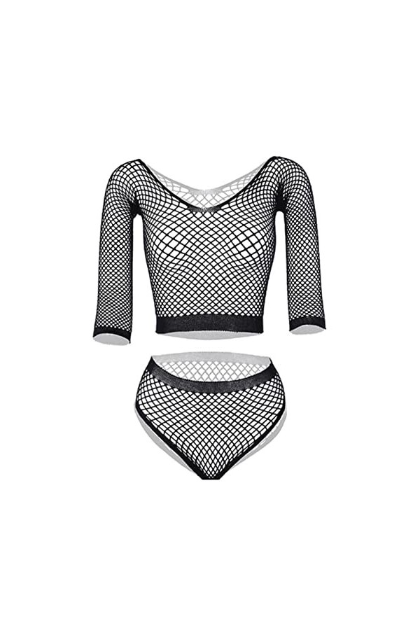 CHOUBAGUAI Ensemble de lingerie fantaisie à manches longues pour femme - Nuisette - Vêtements sexy pour femme - Bikini en rés