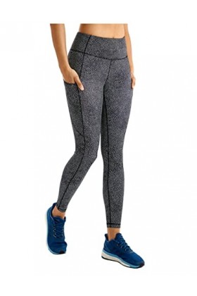 TeeTsy Legging Sudation Femme Pantalon de Yoga à Taille Haute for Femme avec Poches Nues de Sentiment de Jambe de séance den