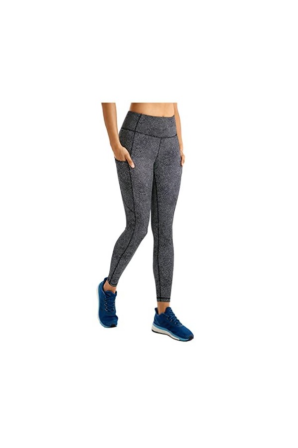 TeeTsy Legging Sudation Femme Pantalon de Yoga à Taille Haute for Femme avec Poches Nues de Sentiment de Jambe de séance den