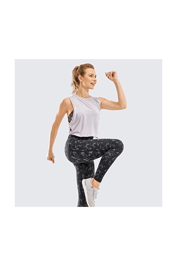 TeeTsy Legging Sudation Femme Pantalon de Yoga à Taille Haute for Femme avec Poches Nues de Sentiment de Jambe de séance den