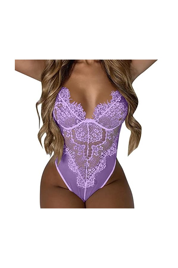 YLYY Body tendance pour femme - Lingerie sexy pour jeux de rôle - Rouge à carreaux en dentelle - Lingerie rouge pour femme - 