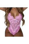 YLYY Body tendance pour femme - Lingerie sexy pour jeux de rôle - Rouge à carreaux en dentelle - Lingerie rouge pour femme - 