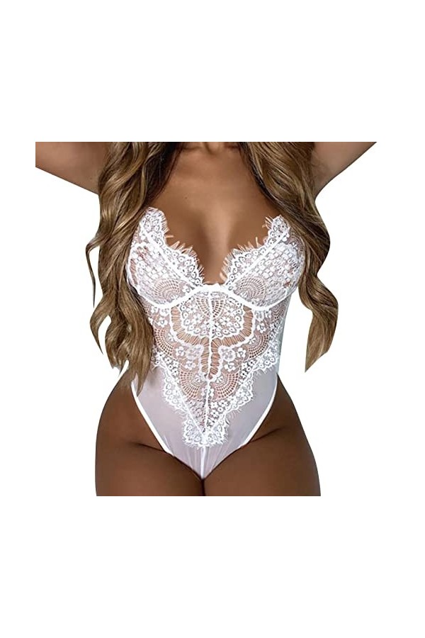YLYY Body tendance pour femme - Lingerie sexy pour jeux de rôle - Rouge à carreaux en dentelle - Lingerie rouge pour femme - 