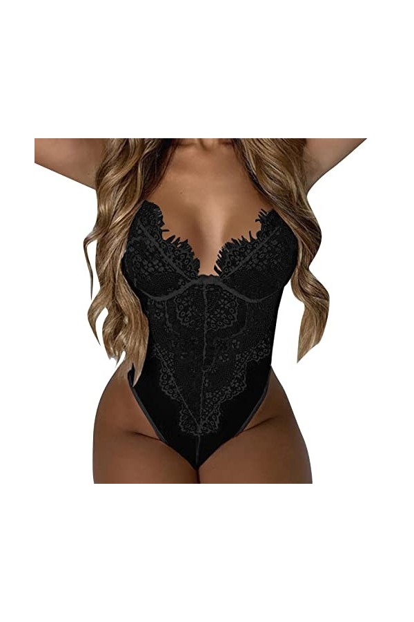 YLYY Body tendance pour femme - Lingerie sexy pour jeux de rôle - Rouge à carreaux en dentelle - Lingerie rouge pour femme - 