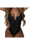 YLYY Body tendance pour femme - Lingerie sexy pour jeux de rôle - Rouge à carreaux en dentelle - Lingerie rouge pour femme - 