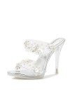 Élégance et glamour Talons hauts transparents avec perles et strass Beauté pure et confiance en soi Bouche de poisson transpa
