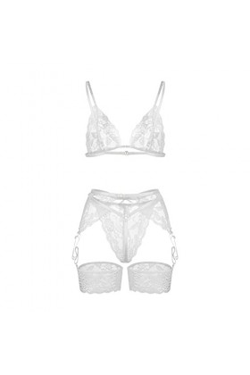 SUNMME Lingeries Polyester Broderie Intérieur Fille Sexy Pyjamas Femmes Blanc 3XL 