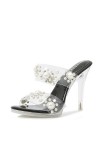 Élégance et glamour Talons hauts transparents avec perles et strass Beauté pure et confiance en soi Bouche de poisson transpa