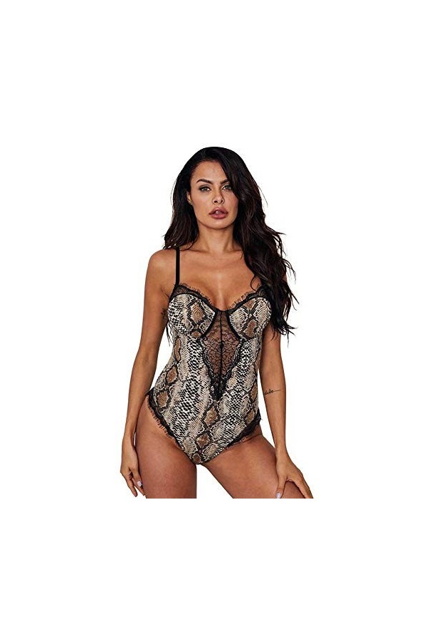 Tenue Sexy Ensemble de Lingerie Sexy pour Femme Lingerie Sexy, Lingerie Sexy, Body Sexy à imprimé léopard, Pyjama Sexy en Den