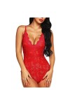 Chemises Femmes Negligees Femmes Sexy Dentelle Perspective Body Une Pièce Col en V sans Manches Skinny Lingerie Catsuit Push 
