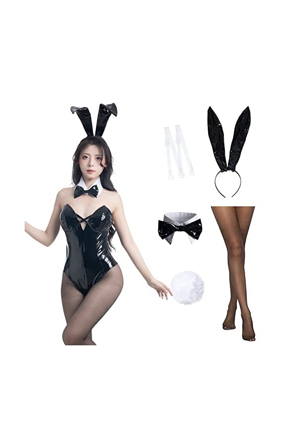 Fiamll Costume de lapin femme Cosplay Anime Femme Sakura Mai Halloween Sexy Costume, Noir , XL