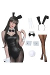 Fiamll Costume de lapin femme Cosplay Anime Femme Sakura Mai Halloween Sexy Costume, Noir , XL
