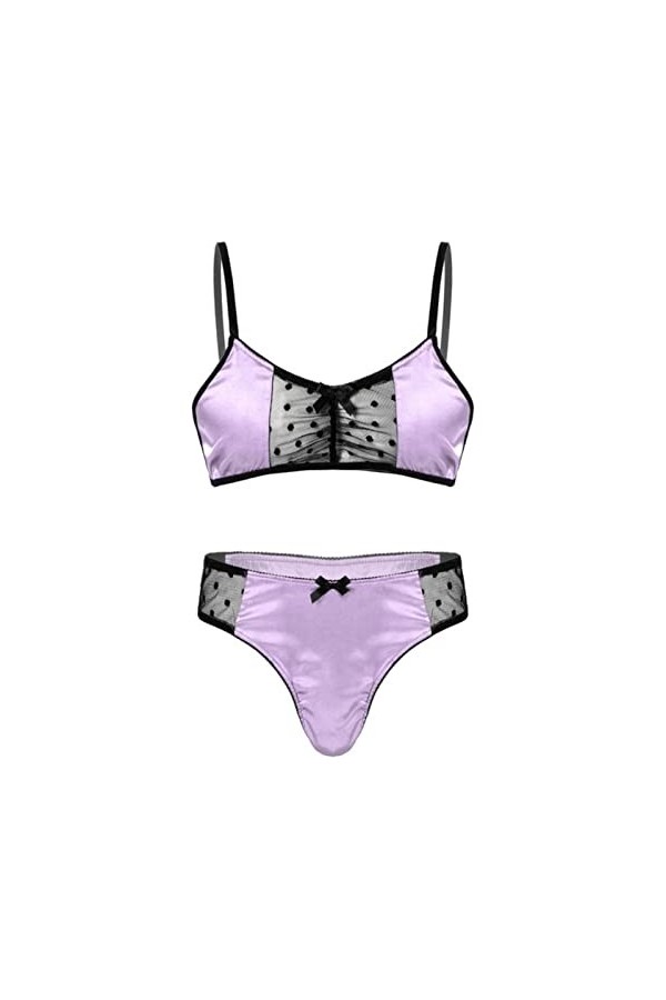 YONGBAO Ensemble de lingerie sexy pour homme avec empiècement en maille transparente, bretelles spaghetti, costume sexy en sa