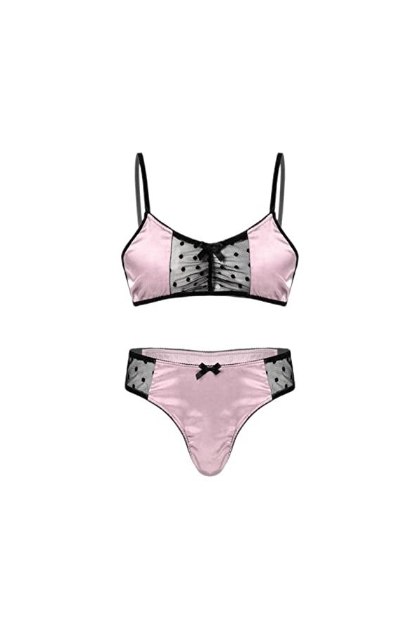 YONGBAO Ensemble de lingerie sexy pour homme avec empiècement en maille transparente, bretelles spaghetti, costume sexy en sa