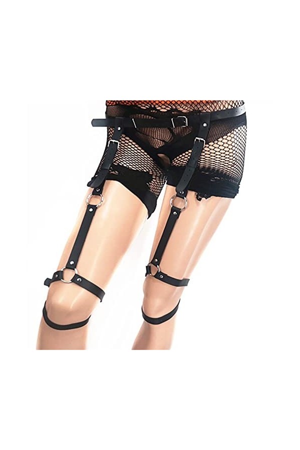 Punk Jarretière Punk Cuir Jambe Jarretière Ceinture Jambe Chaîne De Corps Mode Discothèque Bal Fête Chaîne De Corps Accessoir