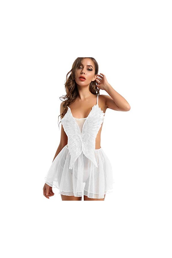 JUGUU Women Sexy Lingerie Lingerie Sexy en Tulle Papillon Transparent pour Femmes-Violet_Taille Unique