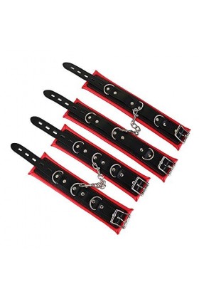 XaiYimee Noir et Rouge, Bracelets et Chevilles en Cuir pour Couples, Accessoires de scène, Jouets, Pieds et Mains Fixes