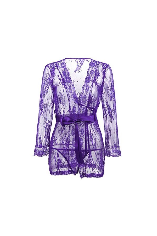 JUGUU Ensembles Sexys-6Xl Plus Size Lingerie Sexy Babydolls Robe Transparente-Violet_XL