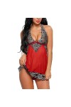 Femmes Sexy V Cou Dentelle Lingerie sous-Vêtements Dames Bowknot Chemise De Nuit G String Vêtements De Nuit Plus La Taille Fe