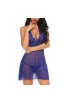 JIYAYUIX Ensemble de lingerie sexy en dentelle pour femme, violet, XXL