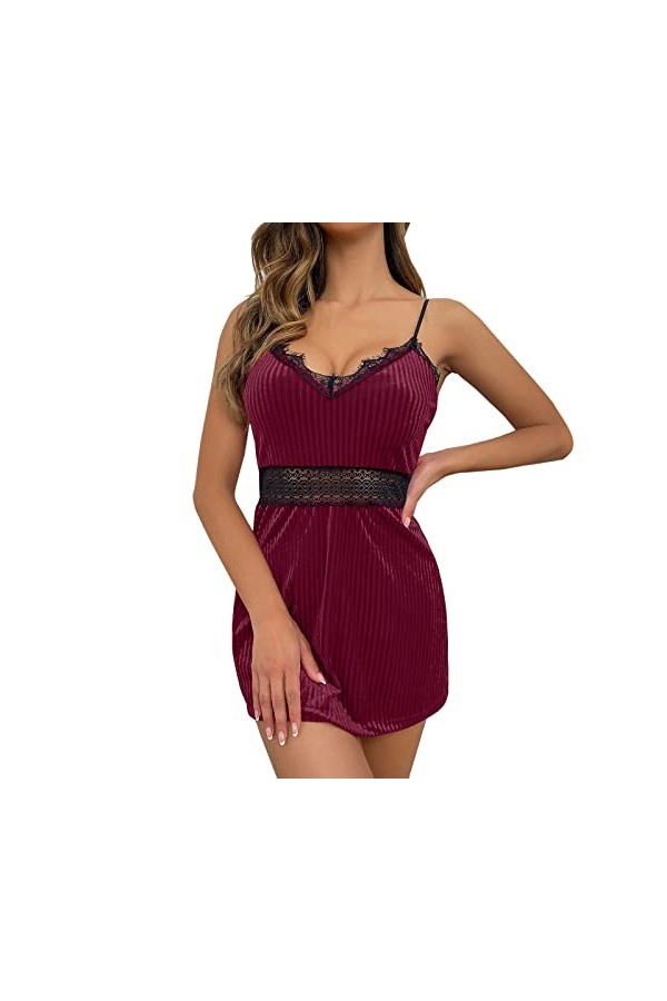 SUNMME Chemise de Nuit Sexy en Maille pour Femme, sous-vêtements, Peignoir, Cardigan à Volants, Pyjama, Lingerie Mignonne vi
