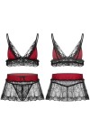 CHAOYI Ensemble de lingerie sexy en dentelle pour homme - Bretelles spaghetti réglables - Col en V profond - Avec mini jupe e
