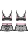 CHAOYI Ensemble de lingerie sexy en dentelle pour homme - Bretelles spaghetti réglables - Col en V profond - Avec mini jupe e