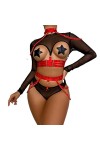 WEITING Lingerie sexy Costume sexuel T-shirts découpés Accessoires gothiques sensuels 4 pièces Porte-jarretelles Gris Violet 
