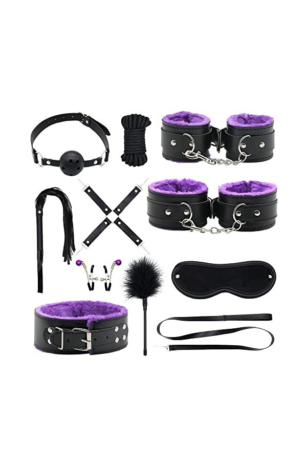 HytTer Ensemble de Sangles de Yoga Noires, Nylon Doux Et Confortable B-D-S-M, Adapté À Tous Les Types de Lits.