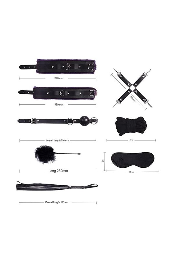 HytTer Ensemble de Sangles de Yoga Noires, Nylon Doux Et Confortable B-D-S-M, Adapté À Tous Les Types de Lits.