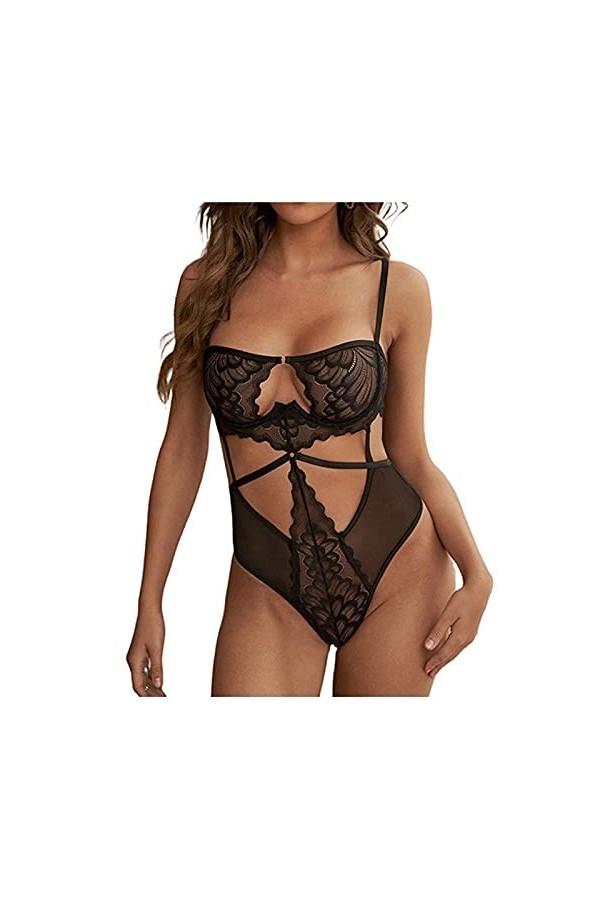 Chemises pour Femmes Negligees Femmes Sexy Dentelle Perspective Creux Out Lingerie Bandage Une pièce Babydolls Femmes Sexy Li