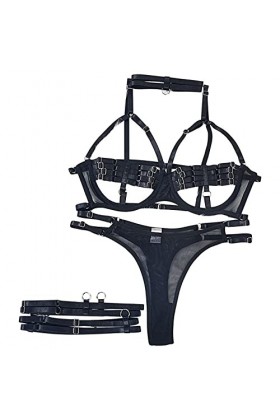 Sous-vêtements érotiques à laçage sexuel Confusion Lait de rosée entrelacé lourd Industrie Ensemble de 4 pièces Sous-vêtement