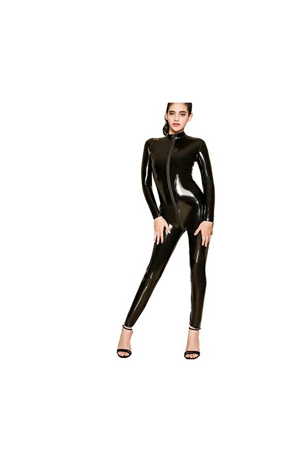 KRIDDR Catsuit Femme Wetlook Sexy Catsuit Faux Cuir Clubwear discothèques fête Cosplay Combinaison