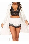Onsoyours Lingerie Sexy Femme Ensemble Col en V Lingerie en Dentelle Sexy Ensemble sous-Vêtements Confortable Kimono Robe De 