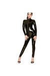 KRIDDR Catsuit Femme Wetlook Sexy Catsuit Brillant en Cuir Verni Bodysuit Complet discothèque Performance Costumes