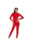 KRIDDR Catsuit Femme Wetlook Sexy Catsuit Brillant en Cuir Verni Bodysuit Complet discothèque Performance Costumes