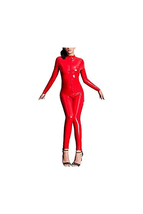 KRIDDR Catsuit Femme Wetlook Sexy Catsuit discothèque Performance Combinaison Faux Cuir Lingerie