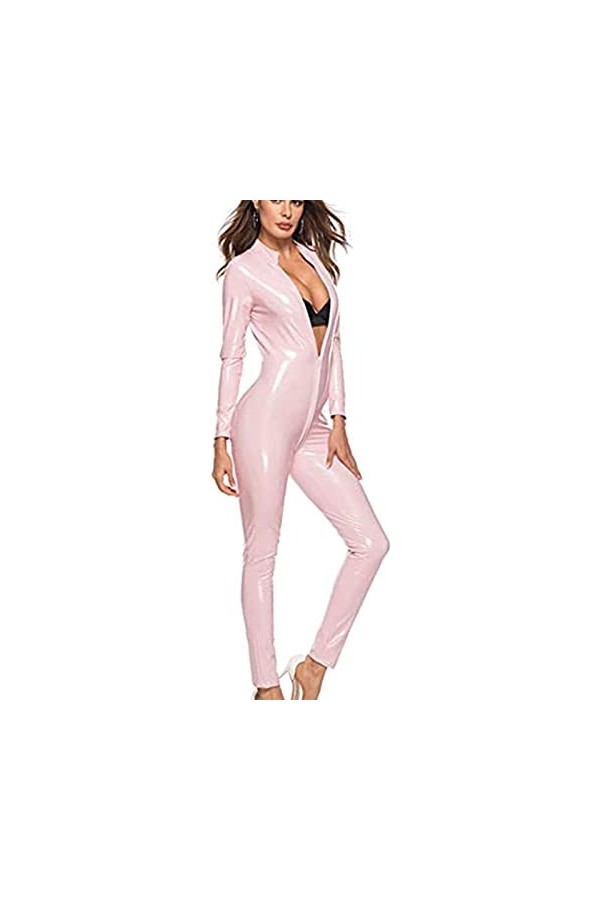 KRIDDR Catsuit Femme Wetlook Sexy discothèque Performance Catsuit Teddy Lingerie Brillant en Cuir Verni Body