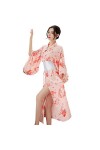 Robe kimono japonaise traditionnelle pour femme Yukata Costumes pyjama sexy cosplay - Rouge - Taille L