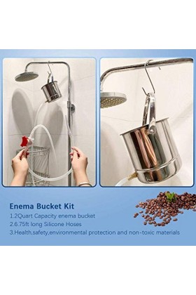 Lavement Douche Enema Kit 2L Réutilisable Seau De Lavement Côlon en Acier Inoxydable sans Phtalates pour Nettoyage De Côlon D