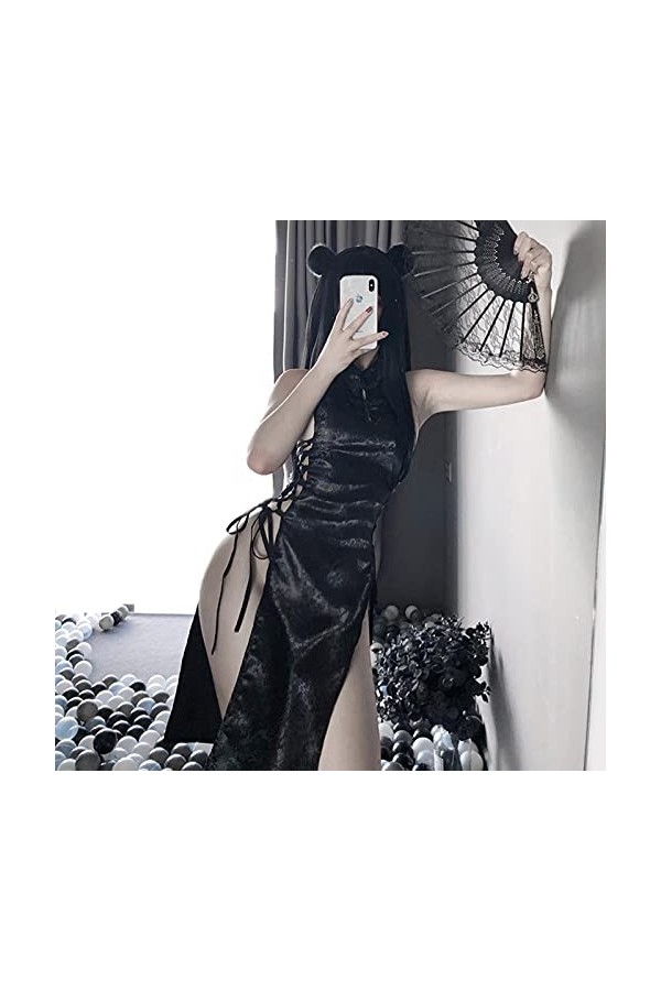 Femmes Sexy Lingerie Lingerie Haute Split Bandage Mini Robe Qipao Cheongsam Uniforme Chinoise Robe de soirée Traditionnelle C